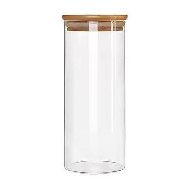 Imagem de Pote de Vidro Hermético 1500ml com Tampa de Bambu – Vedação em Silicone para Café, Açúcar, Grãos e Alimentos Secos