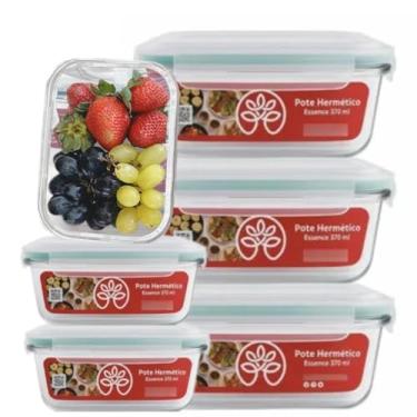 Imagem de Pote Hermetico Essence, Kit 6 Potes de Vidro, 370ml, Tampa com Travas e Anel de Silicone, Resistente, para Forno, Air Fryer, Freezer e Micro-ondas
