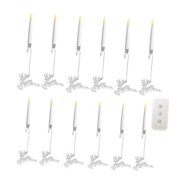 Imagem de Bothyi 12 velas de árvore de Natal, decoração de velas cônicas curtas de LED com controle remoto, castiçais de LED para casa, escritório, mesa, Alce