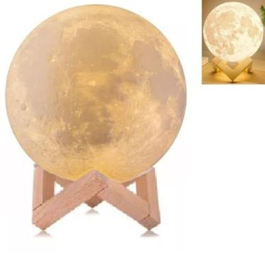 Imagem de Luminária Lua Abajur C/Suporte Plástico Bateria Luz Amarela