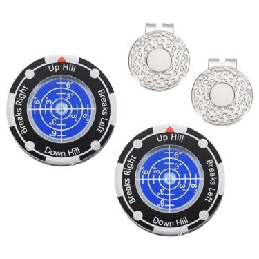 Imagem de YELARXI 2 peças de leitor verde golfe, marcador de bola de golfe com bolha de auxílio de leitura verde de alta precisão e clipe magnético para tampa - adequado para (treinamento/acessórios/presente