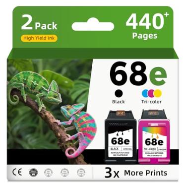 Imagem de Cartuchos de tinta 68XL cor preta combo de substituição para HP 68 68e HP68 XL HP68XL para Envy 6155e 6555e 6152e 6552e 6558e 6110e 6500e 6520 6520e 6530e 6531e 6532e 61655e e 61100 Impressoras e