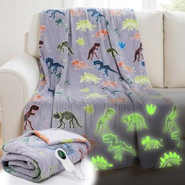 Imagem de Rossesay Cobertor infantil aquecido que brilha no escuro cobertor infantil menina menino presente de inverno elétrico com 10 níveis e 8 horas de desligamento automático certificado ETL lavável na