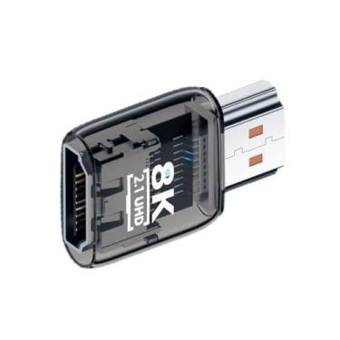 Imagem de NFHK Extensor adaptador HDMI macho para HDMI 2.1 fêmea UHD transparente com luz LED inteligente suporta HDTV 8K 60hz