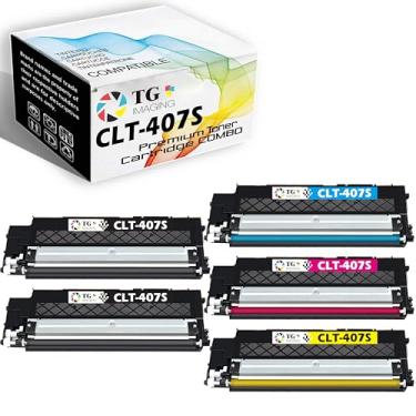Imagem de TG Imaging Cartucho de toner compatível CLT-407S de substituição para Samsung CLP325 CLT407S para impressora CLP-320 CLP-320N CLP-321N CLP-325 CLP-325W CLP-326 CLX-3180 CLX-3186 (pacote com 5, extra