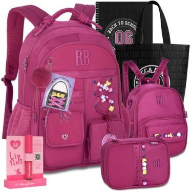Imagem de Kit Mochila Escolar RB Rebecca Bonbon Color Pop Lancheira Estojo Menin