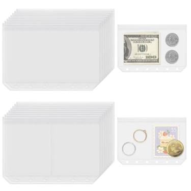 Imagem de Dajino Pacote com 16 capas para fichário com zíper para fichário A7 – Conjunto de bolsa com zíper fosco, cartão de foto, organizador de joias, fichário, enchimento de enchimento, protetor de folhas