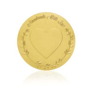 Imagem de 120 peças metálicas em relevo feitas à mão com adesivos de amor, etiquetas adesivas de folha dourada para embalagens de pequenas empresas, lembrancinhas de casamento, artesanato, caixas de presente