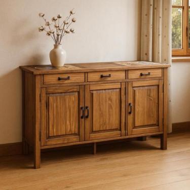 Imagem de Balcão Armário Madeira 3 Portas Organizador Cozinha Compacto Moderno Á