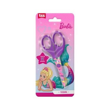 Imagem de Tesoura Barbie Tris - 13cm com Lâminas Decoradas e Cabo Roxo