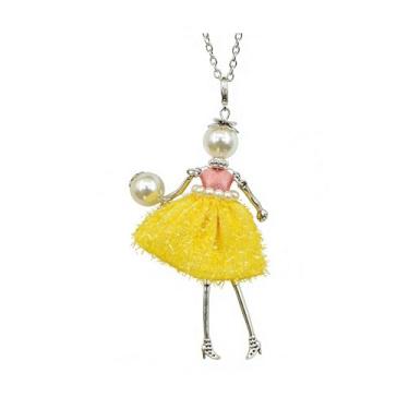 Imagem de OSCCI Colar de boneca de cristal Paris para mulheres, vestido bonito feito à mão com pingente de corrente longa, bijuteria de formatura, Metal, Sem Pedra Preciosa