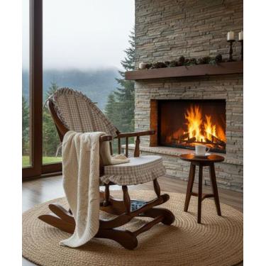 Imagem de Cadeira de Balanço Frapê Cinza 90 x 60 x 50 Madeira Maciça Moveis De G