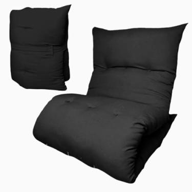 Imagem de Colchão dobrável estilo japonês, 170x60x9 cm. Um colchão multifuncional adequado para pisos, sofás, quartos de hóspedes e meditação; macio e confortável. (Preto)