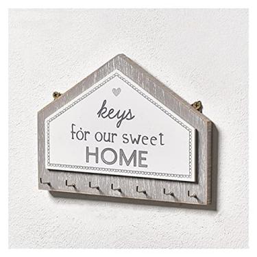 Imagem de Cabideiro montado na parede Placa de madeira com ganchos Placa de madeira montada na parede com suporte de chave de chapéu de casaco para cozinha sala de casa suporte de casaco decorativo montado na