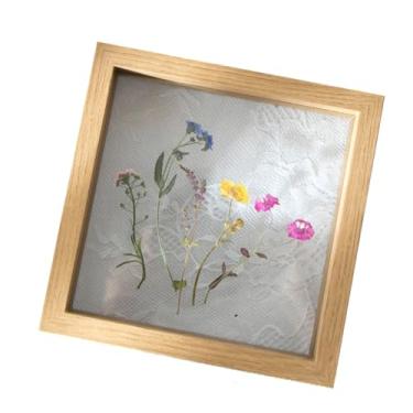 Imagem de Quadro de Espécimes Flores e Folhas Secas Madeira com Vidro Real Fotos Casamento Decoração Mesa para Casa Presente Decorativo