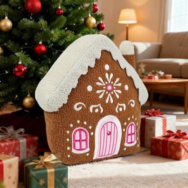 Imagem de VigorSpring Almofada de Natal para casa de gengibre – Almofada de pelúcia macia para decoração de casa de Natal, almofada perfeita para crianças, sofá, cama, escritório, sala de estar e uso interno