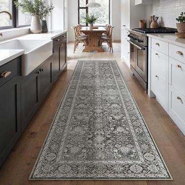 Imagem de PureCozy Tapete de corredor preto 2'6"x10' Vintage Area Carpet Corredor Longo Interior Cozinha Lavável Sala de Estar Pelo Baixo Tradicional Afligido Retro Accent Tapete Antiderrapante Lavanderia
