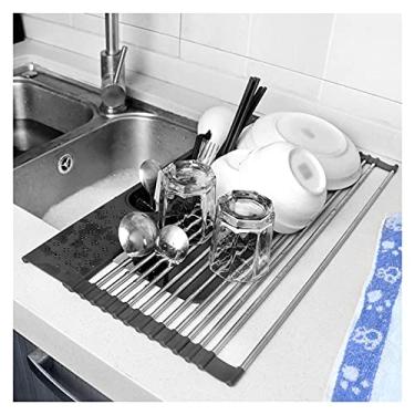 Imagem de Escorredor de enrolar escorredor de louça, escorredor de pratos, escorredor de pratos de aço inoxidável, suporte de armazenamento, escorredores/coador de cozinha (Cor: Tipo 2, Tamanho: Grande) (Tipo 3