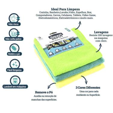 Imagem de Kit 12 Pano Mágico Microfibra Flanela Seco Anti-Risco 35X35