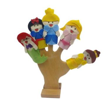 Imagem de Dedoches Princesas Contar Histórias Brinquedo em Feltro Lúdico - GLAUC