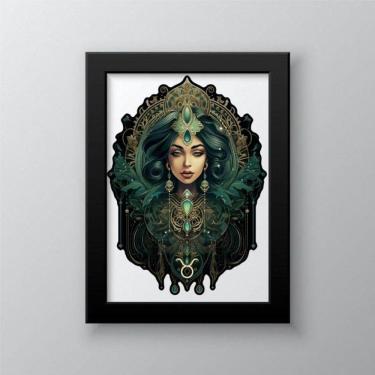 Imagem de Quadro Decorativo Touro 24x18cm - Moldura Preta