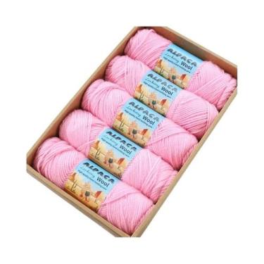 Imagem de Fio De Lã De Alpaca Grosso 500g 5 Meadas Para Tricô De Suéteres, Casac