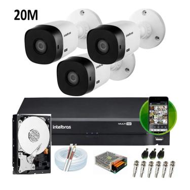 Imagem de Kit 3 Camera Intelbras segurança monitoramento completo