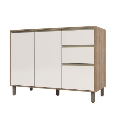 Imagem de Balcão Para Pia Sem Tampo 120 Cm De Abrir 3 Gavetas Mel Vanill e O