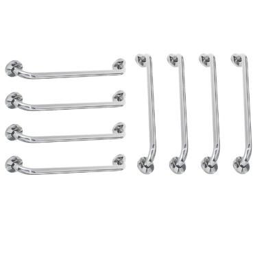 Imagem de Alça De Apoio 60cm Barra Inox Kit 8 Unidades Idoso Gestante Deficiente Cadeirante Suporte Resistente Segurança Banheiro Box
