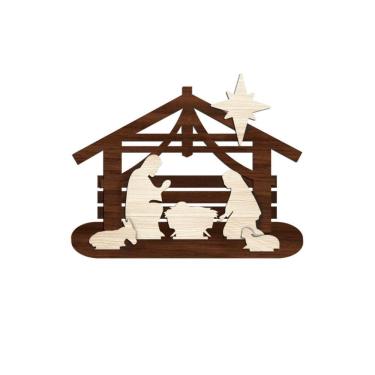 Imagem de Presépio 03 Com Base 25cmx20cm - Cria Arte Laser Madeira Escuro