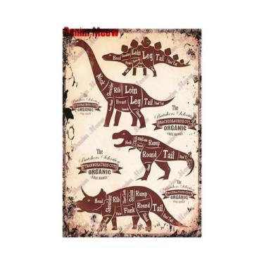 Imagem de Placa De Metal Vintage Guia De Açougueiro Carne Bovina Frango Colisão 