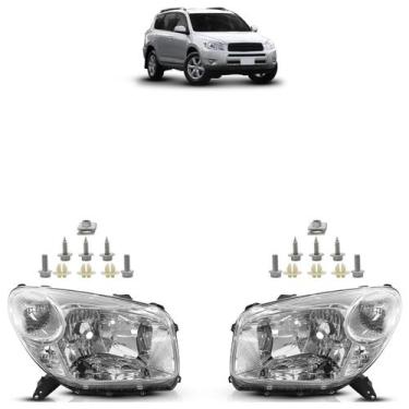 Imagem de Farol Dianteiro Rav4 2005 2006 Máscara Cromada e Kit Grampo - Automoti