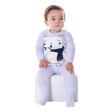 Imagem de Pijama Bebê Menino Blusa Manga Longa e Calça Urso - Ollelê, G