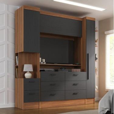Imagem de Quarto Completo Viena 2 Portas 8 Gavetas 3 Peças Espresso Móveis Cinza