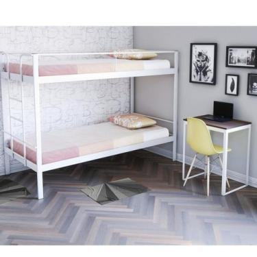 Imagem de Conjunto para Quarto 1 Beliche e 1 Escrivaninha Branco - Completa Casa