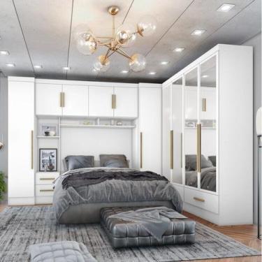 Imagem de Quarto de Casal Completo 5 Peças 6 Portas 4 Gavetas com Maleiro e Espe