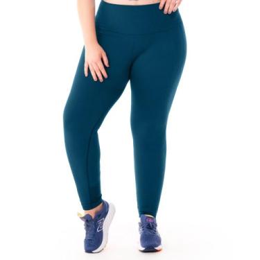 Imagem de Calça Legging Fitness Plus Size Cós Alto Dobrável Azul - Zee Rucci, G2