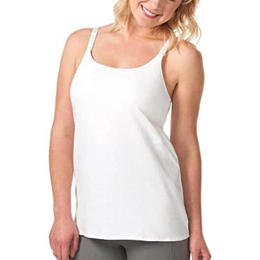 Imagem de Leading Lady Camiseta feminina de amamentação com sutiã embutido, Branco, M