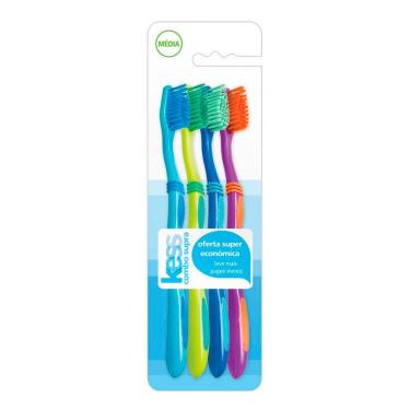 Imagem de Escova Dental Kess Combo Supra Média 4 Unidades