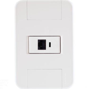 Imagem de Conjunto 4x2 com 1 Tomada RJ45 cat. 6 Tramontina Tablet Branco Tramontina