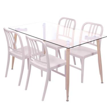 Imagem de Conjunto Mesa Tampo em Vidro com 4 Cadeiras Navy Espresso Móveis Cinza