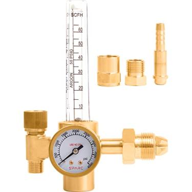 Imagem de SPARC Regulador de argônio e medidor de fluxo - Regulador de gás de soldagem para soldagem MIG e soldagem TIG 0-70CFH CGA580 Garantia vitalícia dos EUA
