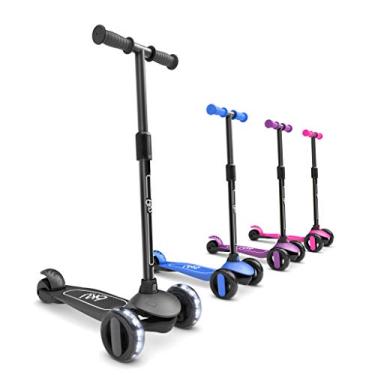 Imagem de 6KU Scooters para crianças de 3 a 10 anos com rodas de flash, scooter infantil 4 de altura ajustável, rodas de LED de poliuretano extralargas, scooters de 3 rodas para meninas e meninos (preto)