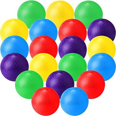 Imagem de Macarrie 20 bolas de playground de 15 cm, bolas de Dodgeball para crianças e adultos, bolas infláveis coloridas de handebol futebol basquete jogos de handebol acampamentos escolas ao ar livre (estilo simples)