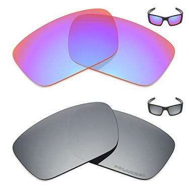 Imagem de Mryok+ 2 pares de lentes polarizadas de substituição para óculos de sol Oakley Fuel Cell – Rosa cobalto/titânio prateado