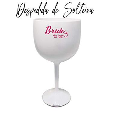 Imagem de 6 Taças Gin Acrilico 550ml Branca e Transparente Haste Rosa Despedida de Solteira