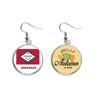 Imagem de Brinco de folha de outono com contorno da bandeira do estado americano do Arkansas