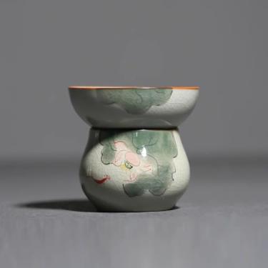 Imagem de Filtro de cerâmica de lótus desenhado à mão de 8,3 cm, acessórios para cerimônia de chá, separação de água, separador de chá