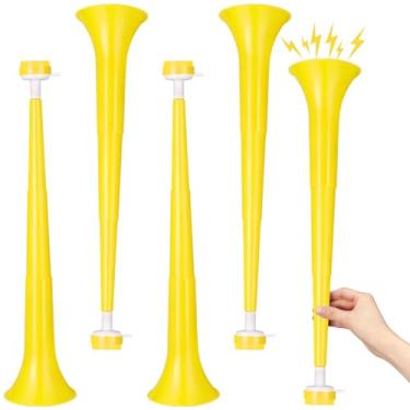 Imagem de GCQJOQ 4 Pcs Stadium Horn 21 Inch Vuvuzela Plastic Collapsible Cheering Trumpets for Sporting Events Football Carnival Party Supplies, Yellow