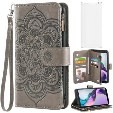 Imagem de Asuwish Capa de telefone para Metro TCL Ion X/Ion V/40Z Capa carteira com protetor de tela de vidro temperado e flor de couro flip porta-cartão de crédito suporte acessórios para celular IonX T430W